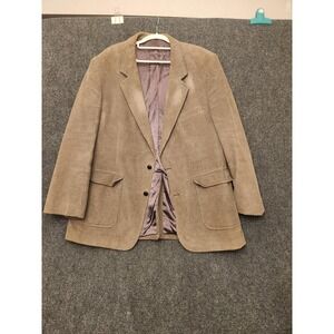 Garrison Park Blazer Sport Coat Mens 48L Beige Corduroy Elbow Patch Jacket Long